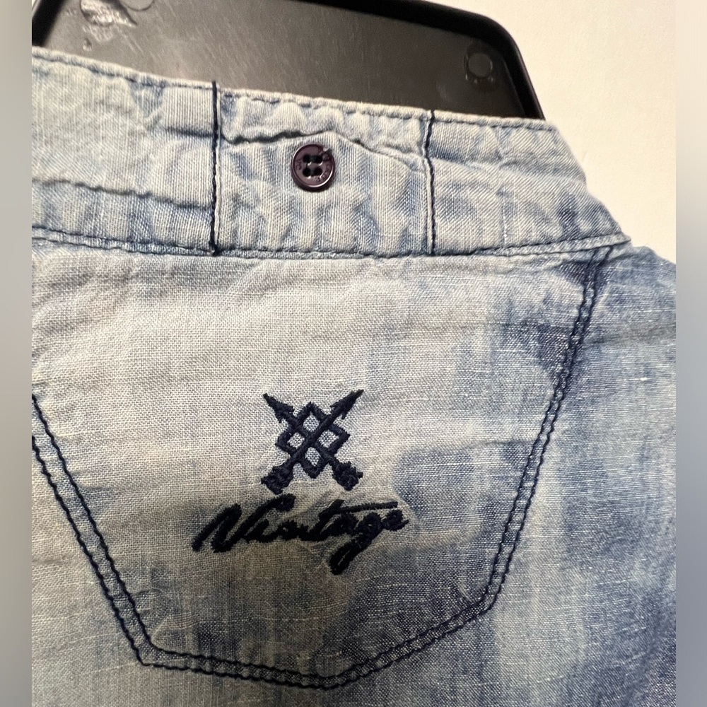 AMSTERDAM COUTURE MEN’S VINTAGE SHIRT SIZE XL SLIM   LIGHT/MEDIUM SHADED DENIM - Picture 2 of 10
